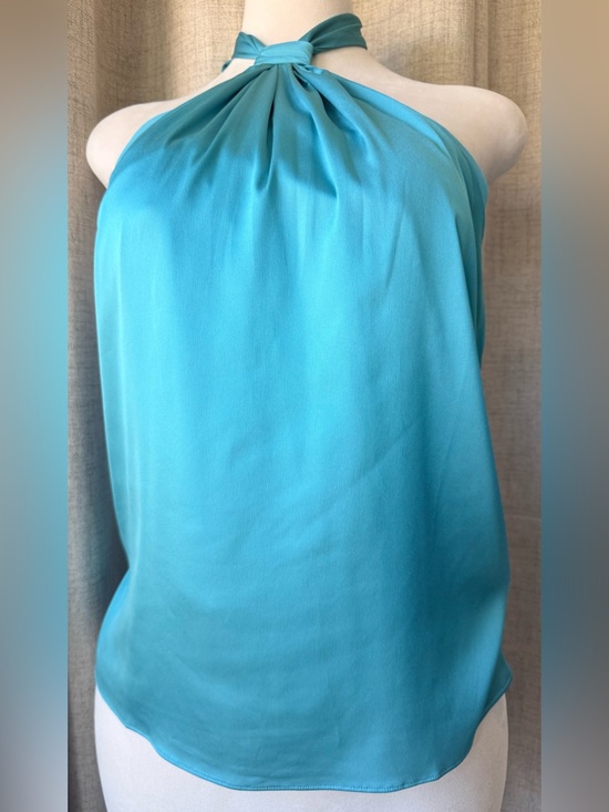 White House Black Market Tops - WHBM White House Black Market Turquoise Halter Tie Neck Blouse Size 12